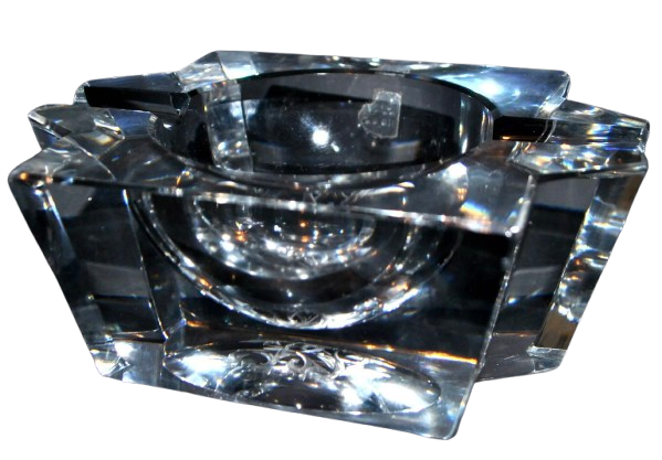 Saint-Louis DESIGN Modernist Crystal Ashtray with Label