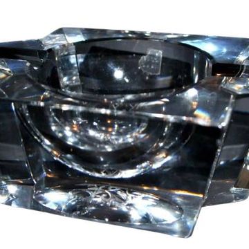 Saint-Louis DESIGN Modernist Crystal Ashtray with Label