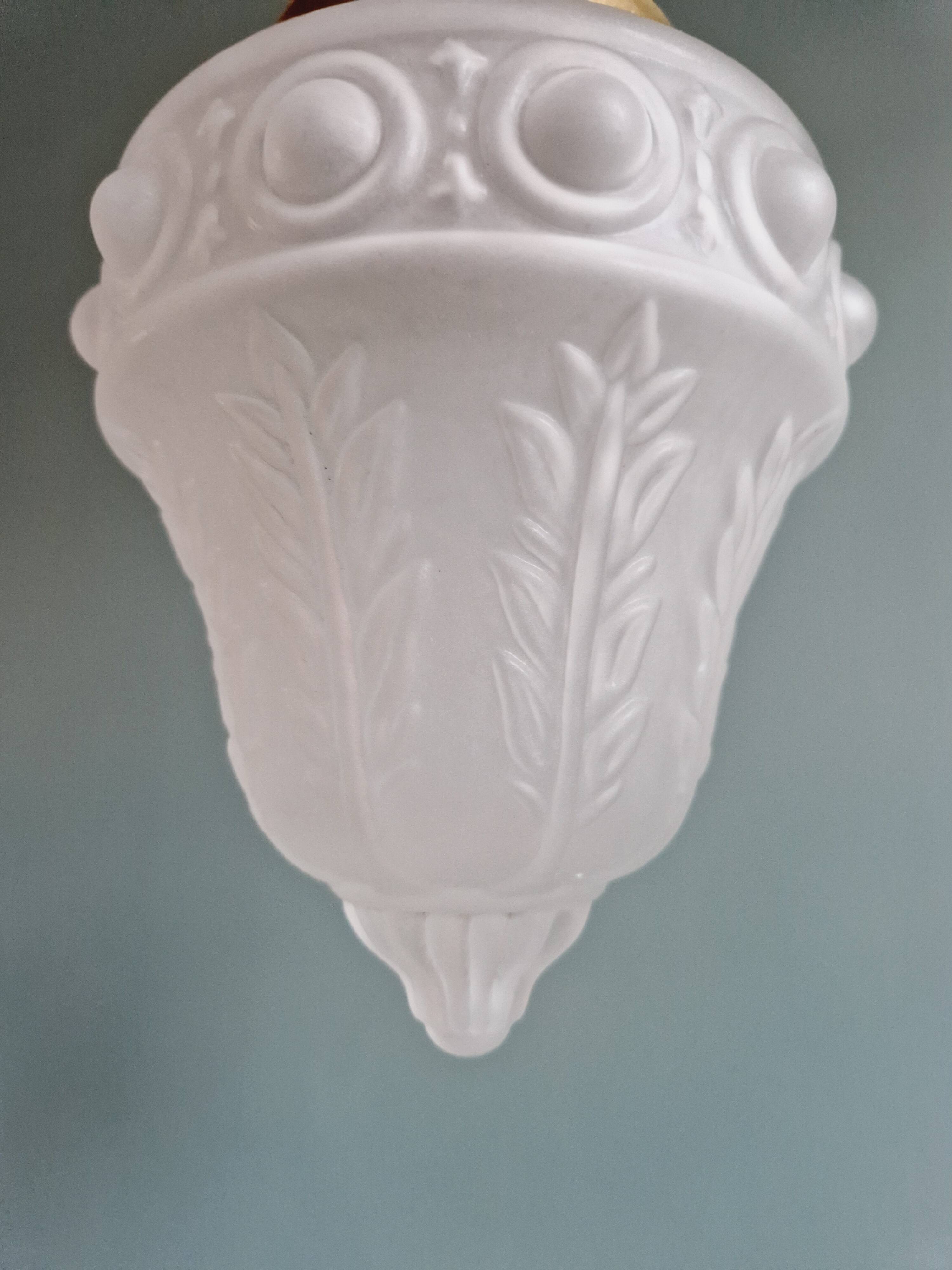 Art Deco pendant light in transparent satin glass, 1920s-30s