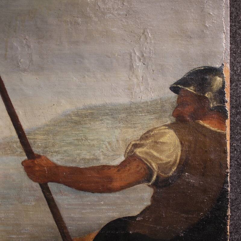 Antique Italian painting Moses saved from the waters from the 18th century