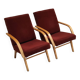 Paire de fauteuils Tchèques en velours marron-bordeaux 1970