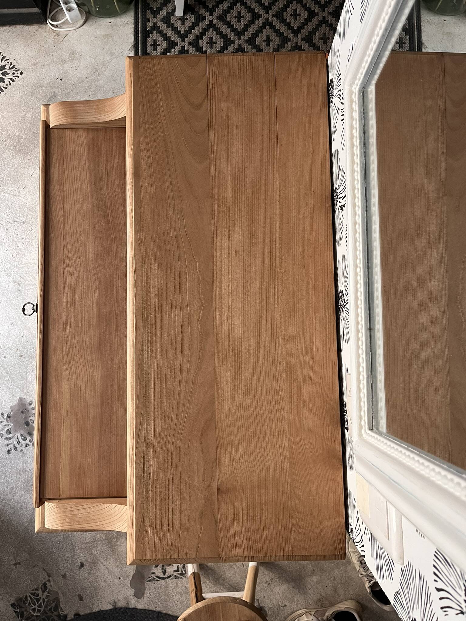 Bureau secrétaire console bois clair vintage Alphonse avec tiroir
