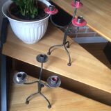 1 set of 10 candle holders 3 branches in wrought iron