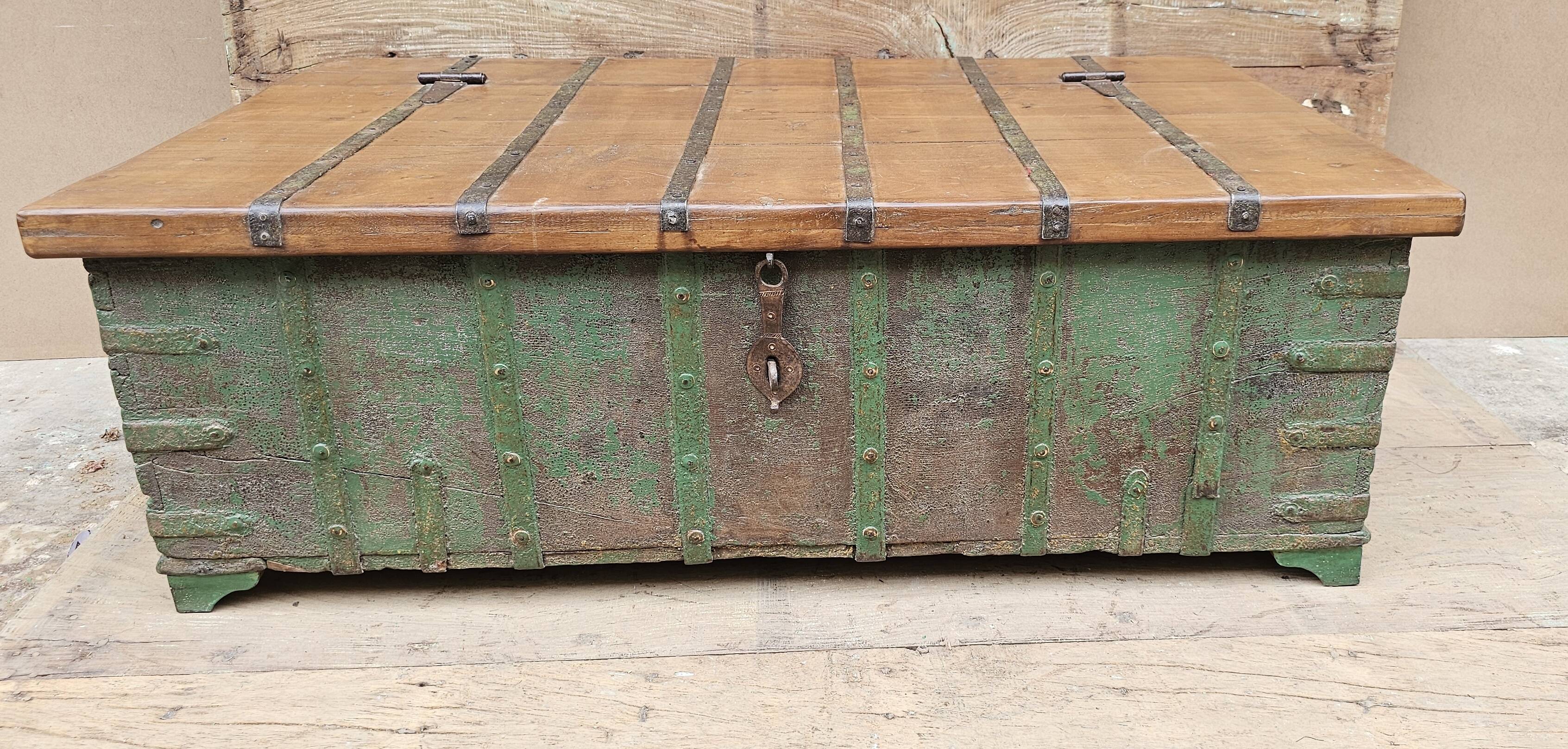 Old coffee table - Burmese teak chest