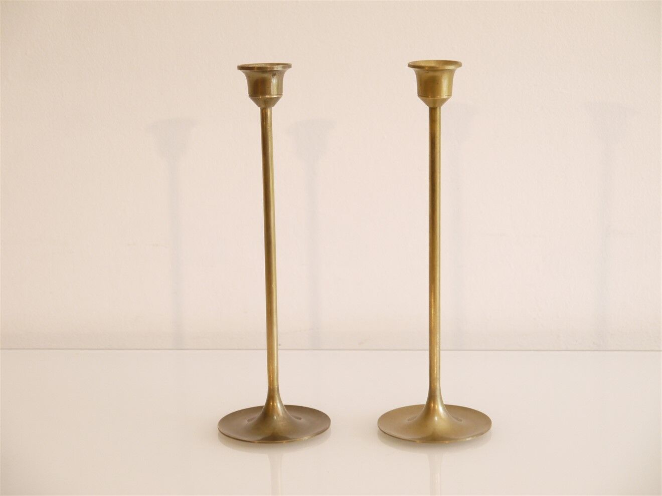 Pair of Scandinavian brass candle holders 1960