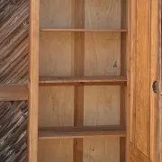Narrow antique Parisian wardrobe in raw wood