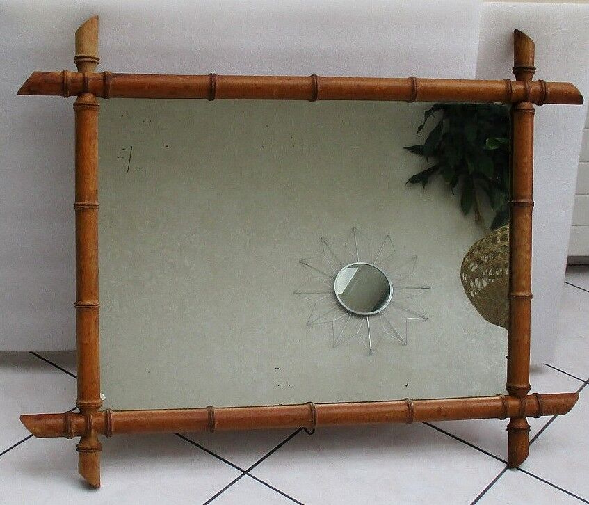 Large old mirror bamboo frame 69 X 87 cm