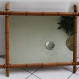 Large old mirror bamboo frame 69 X 87 cm