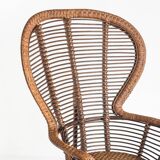 Fauteuil haut vintage en cannage/rotin. France, années 60