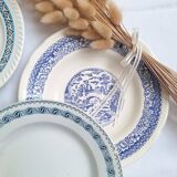 St Amand blue soup plates, Ironstone