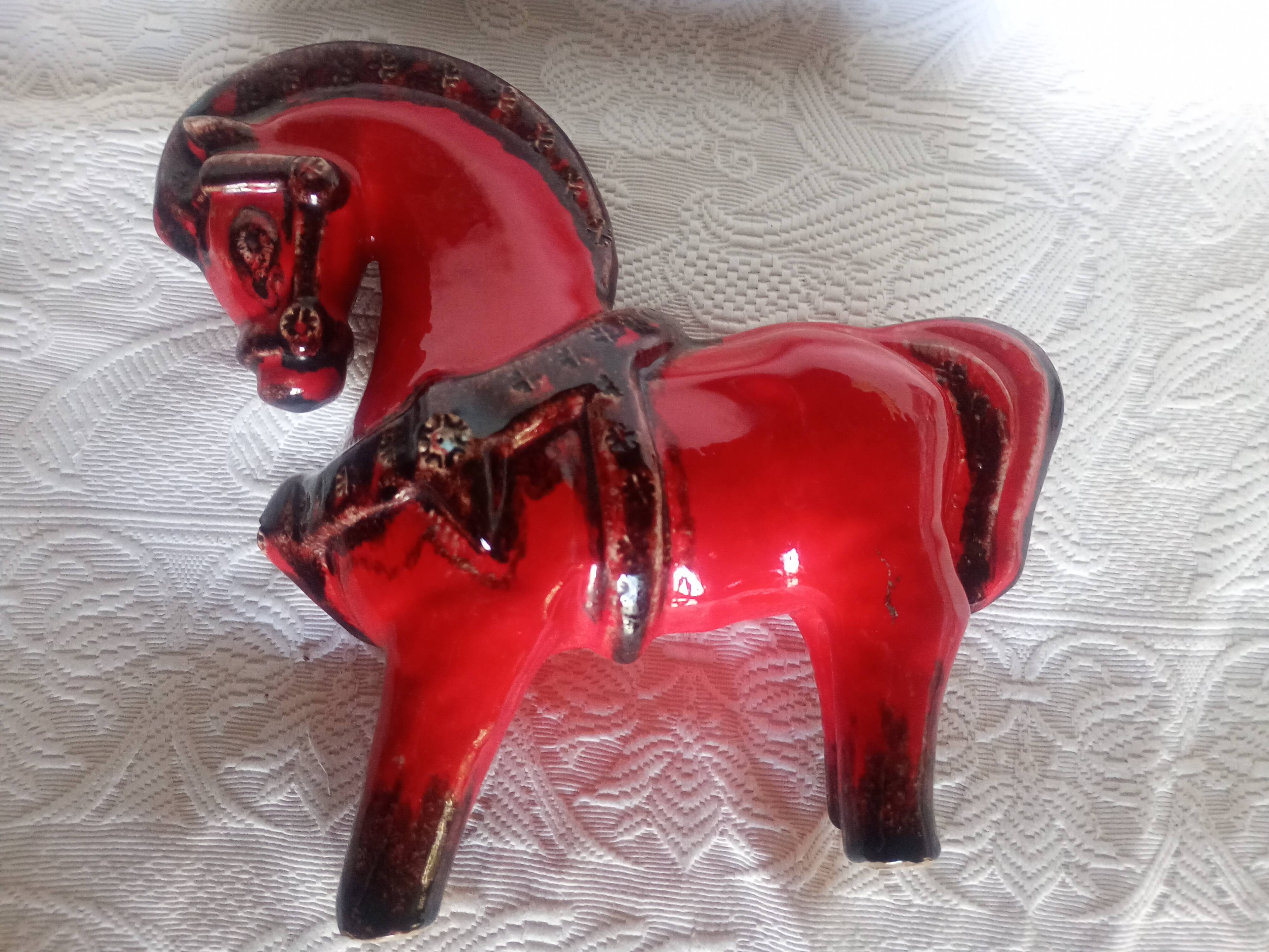 Bitossi - Aldo Londi - Red Roman Horse - glazed ceramic