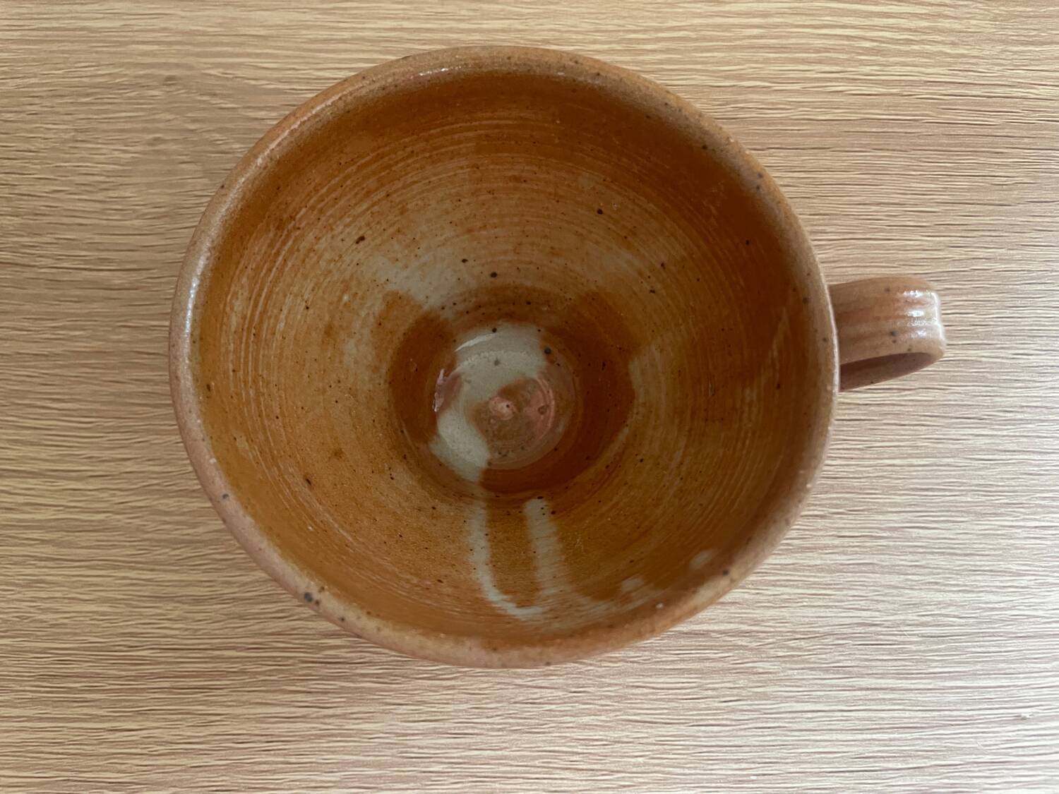 Set of 6 vintage handmade glazed stoneware mugs