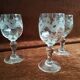 3 small crystal walking glasses fine decoration- very good condition
