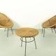 1950s Italian Rattan Basket Chairs & Matching Bistro Table Set