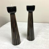 Pair of wooden candle holders