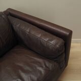 Canapé en cuir marron, design danois, années 1960, production : Danemark