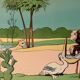 Old humorous satirical illustration of animals (pelican monkey) - 1930