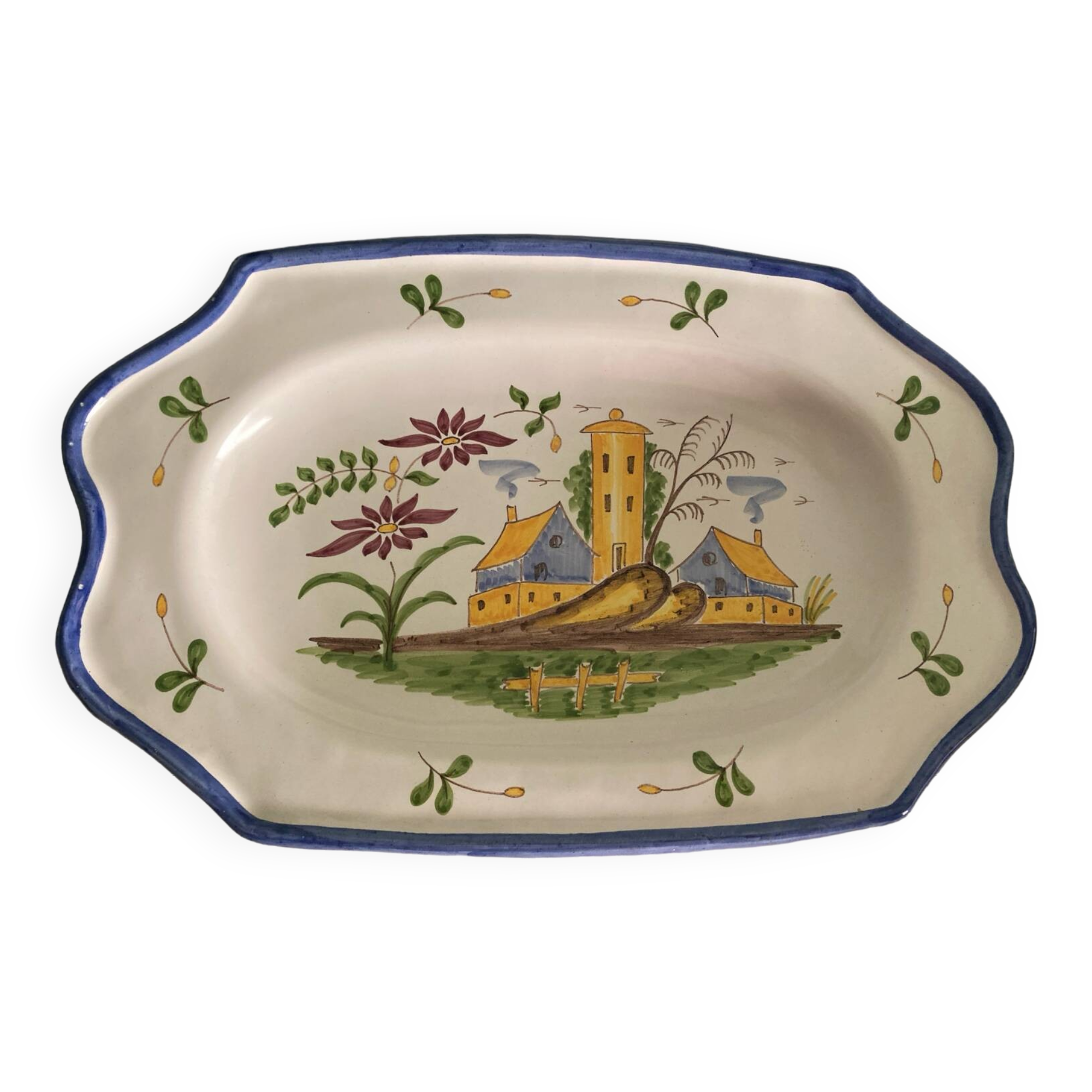 Rectangular dish in Moulins earthenware