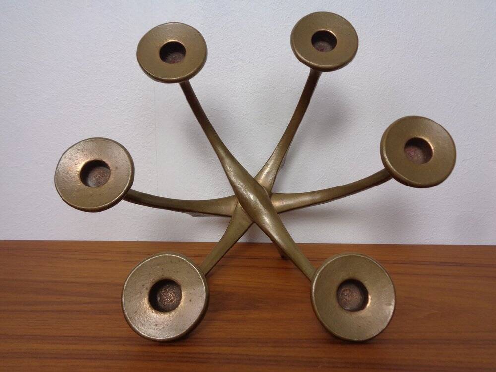 Brutalist Bronze Candleholder by Michael Harjes, 1960s