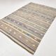 6x9 Gray & Green Striped Pattern Kilim Rug, 176x262Cm
