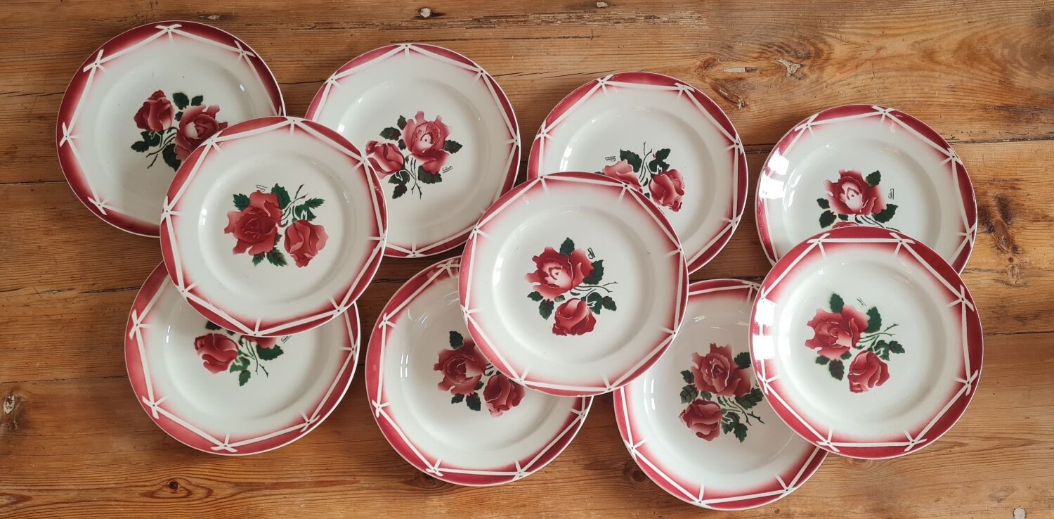 Service of 10 plates in Digoin earthenware