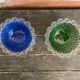 Pair of bol coupe fruit antique fostoria colony twisted green glass +