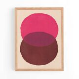 Abstract painting 30x40 illustration in pink and brown signed Eawy.