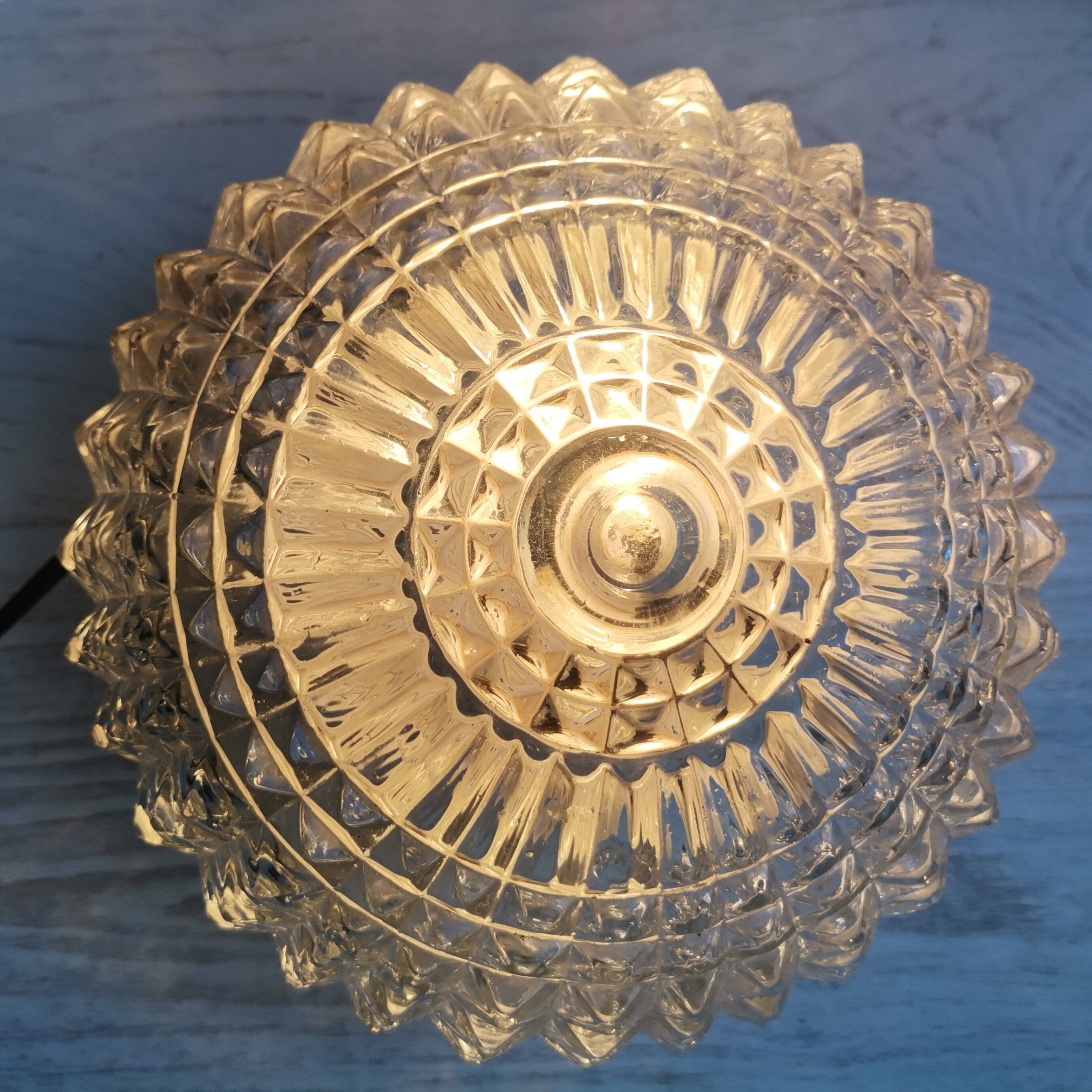 Scandinavian style round clear glass flush mount ceiling or wall lamp