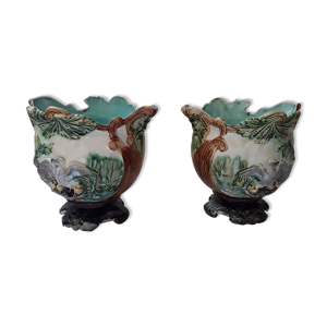Paire de caches pot en - barbotine