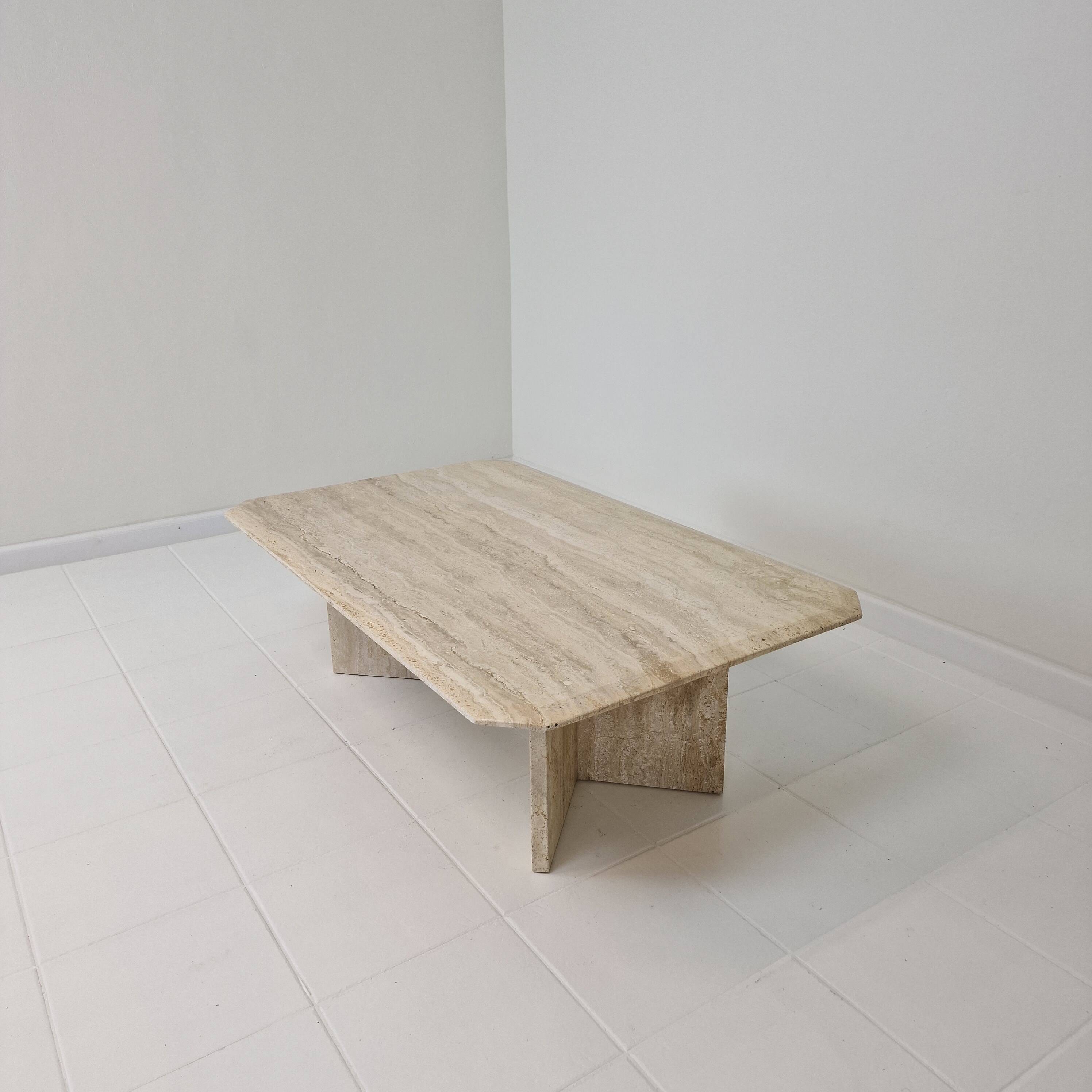 Rectangle Travertine Coffee or Side Table, Italy 1980s