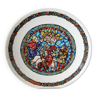 Assiette Noêl Vitrail Vintage des années 80