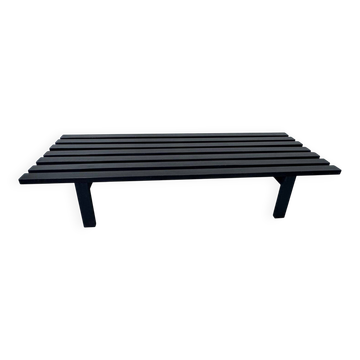 Mid-century modern Japandi black slat bench coffee table by Martin Visser for 't Spectrum, 1960s