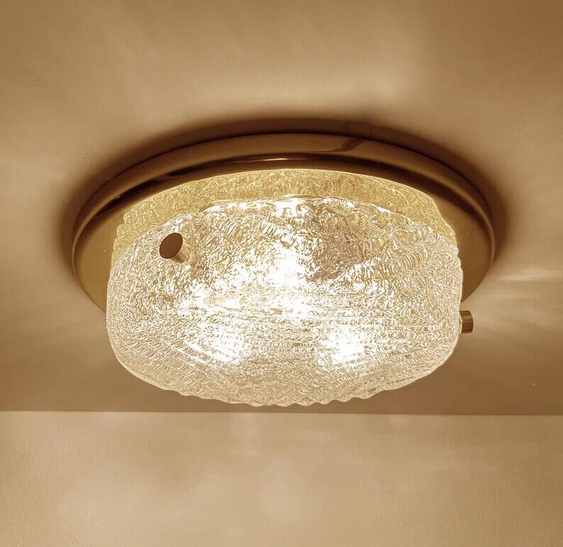 Vintage Murano Glass Flush Mount Light, 1970s