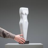 Abstract solid white marble torso