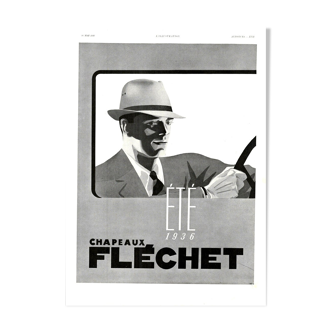 Affiche vintage années 30 Chapeau Fléchet