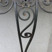 Console of wall lamp of the 50s in wrought iron and marble top
