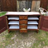 Vintage René Gabriel sideboard with 2 doors and 4 drawers in beech.