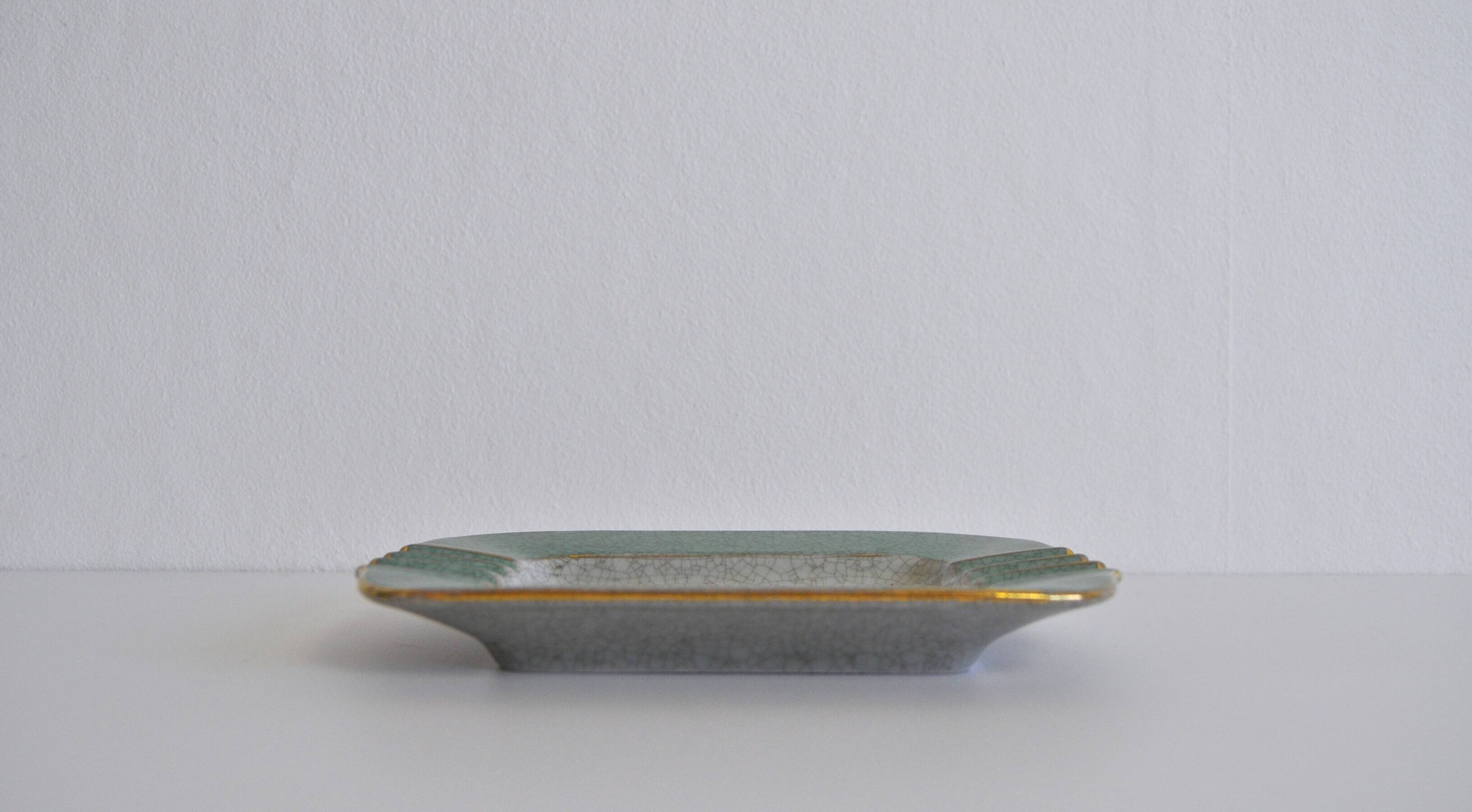 Cendrier, vide poche en porcelaine à glaçure craquelée, années 1940