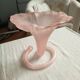 Large satin glass cornucopia vase "pâte de verre" frosted pink - Art style
