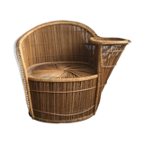 Rattan armchair with tablet