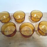 Six amber stemware