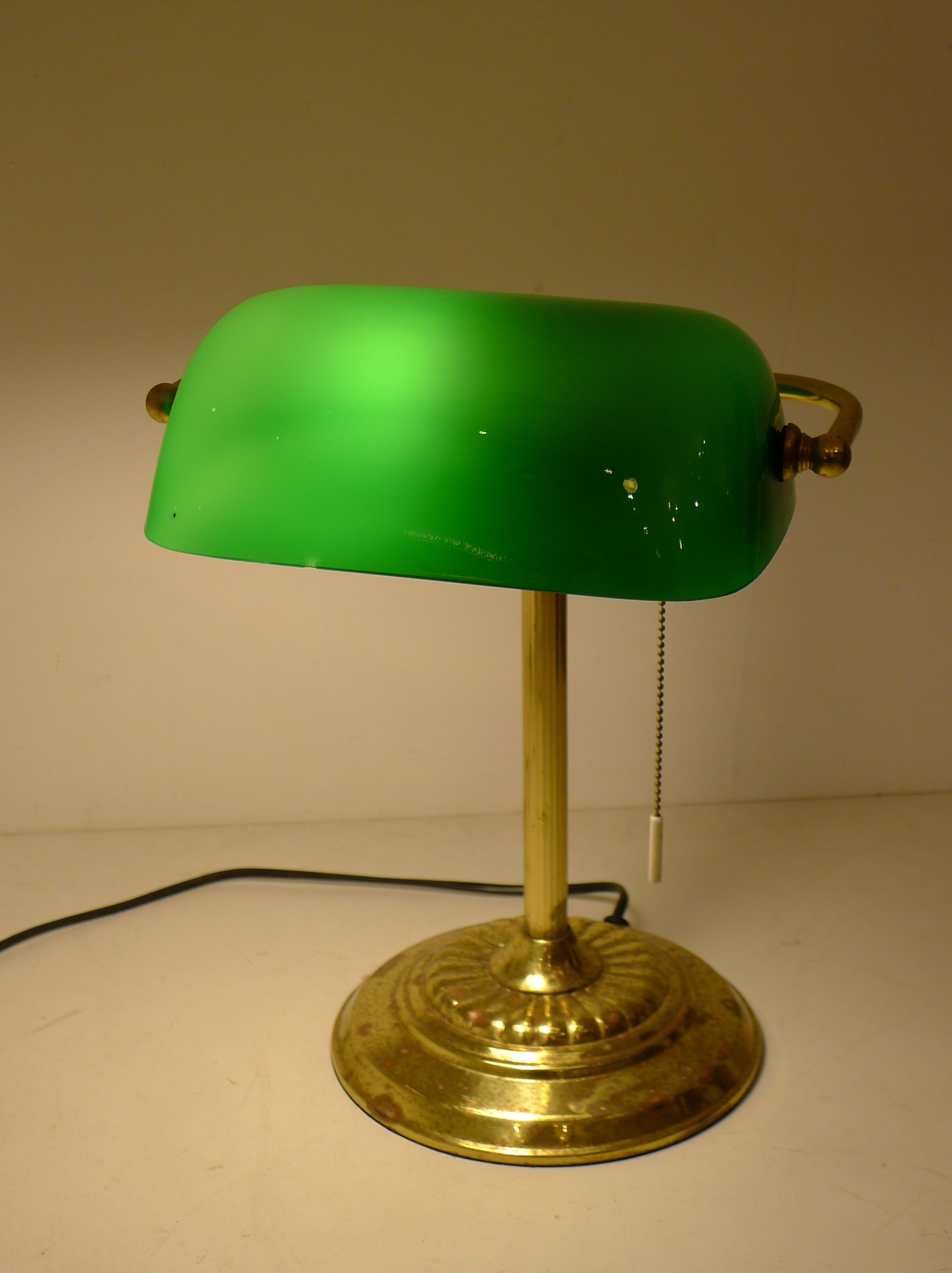 Desk lamp (library/banker) green & gold