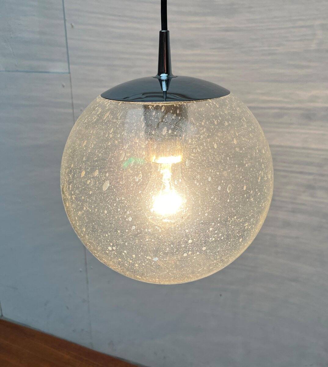 Vintage German glass pendant light Space Age Ah 105 by Peill & Putzler, 1970s.