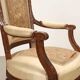 Antique beech armchair stained walnut, fabric, Italy, 19th century