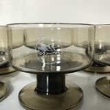 Lot of 8 Mobil cups in smoked glass