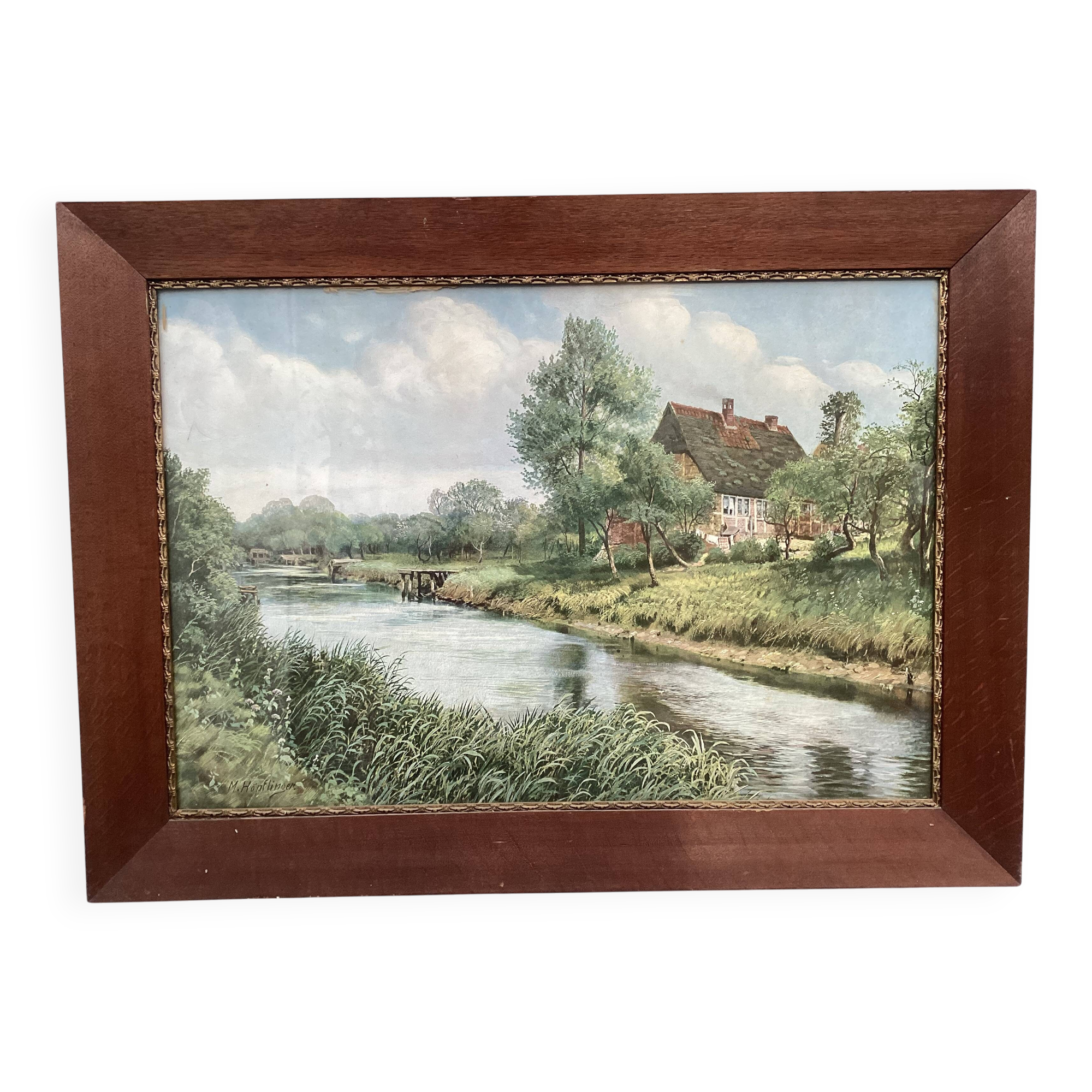 Oil painting on isorel signed M. Höpflinoer, Impressionist.