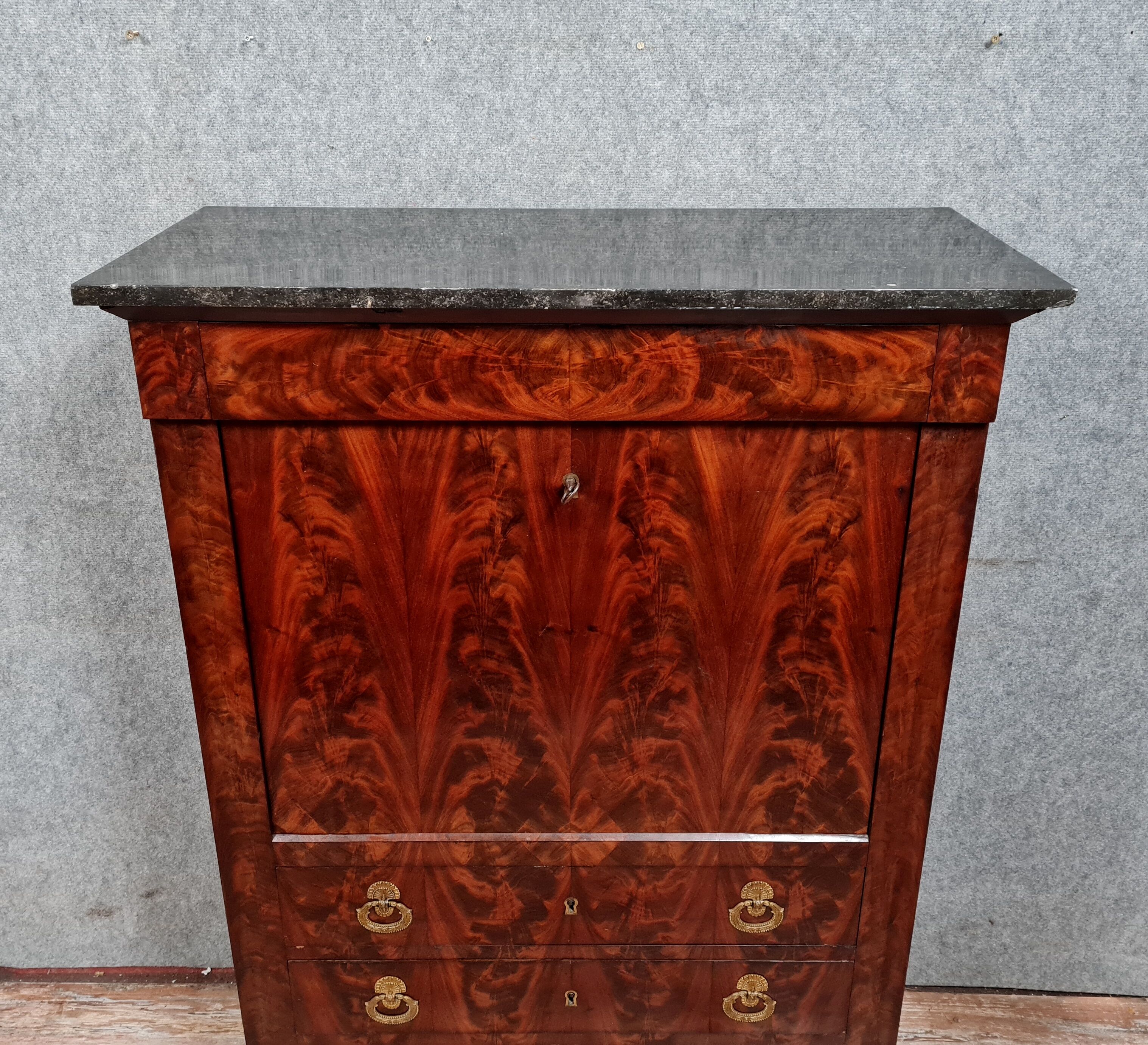 Period secretary Mahogany feather restoration circa 1820-1825