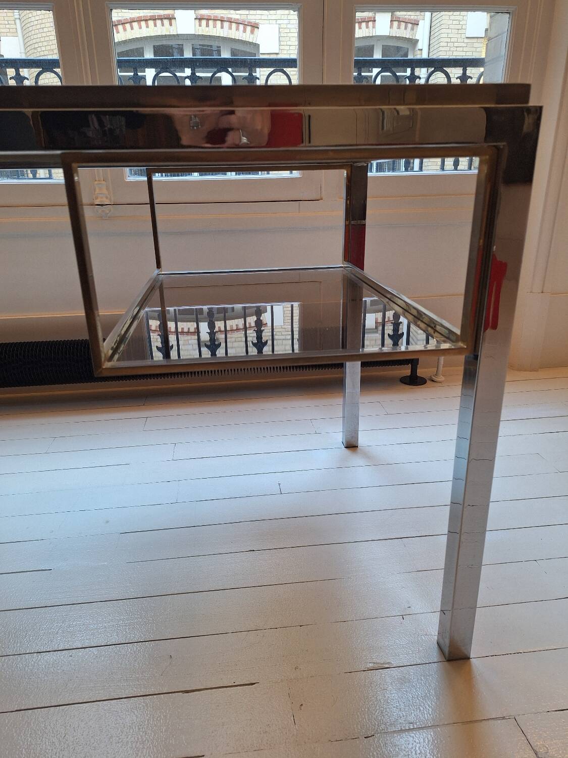 1970s glass and chrome design desk attributed to Willy Rizzo