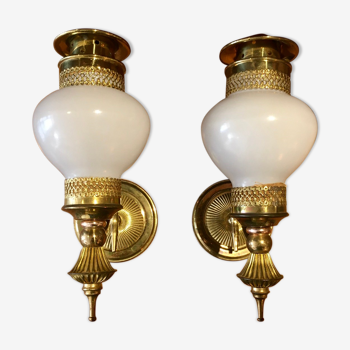 Pair of brass sconces