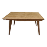 Table en chêne vintage des années 1950 – table à manger extensible.